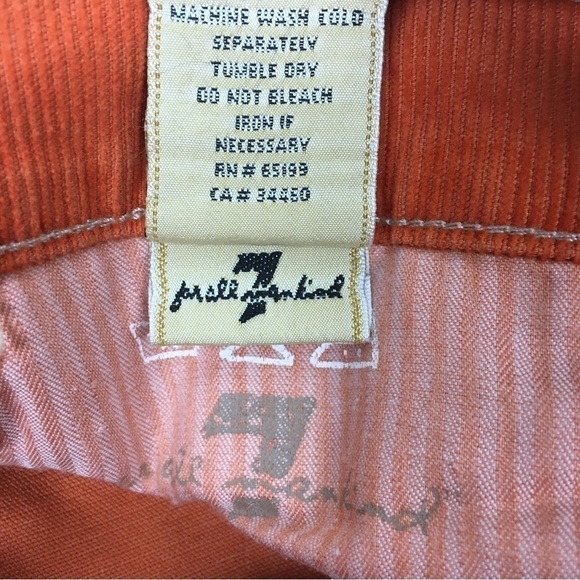 7 FOR ALL MANKIND Pants Corduroy Orange Ribbed Retro 70s Style Flare Size 29 - Picture 11 of 12